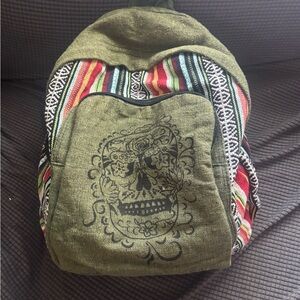 Kathmandu Green and Skull Graphic Backpack
